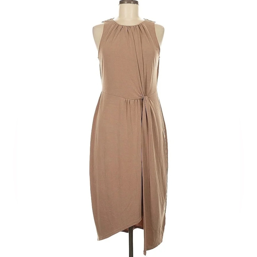 Express Tan Asymmetrical Side Tie Slit Detail Dress Size Extra Small